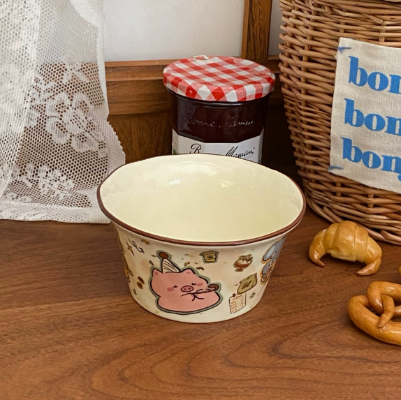 Cozy Cartoon Cream Bowl
