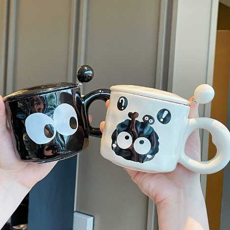 Coal Ball Big Eyes Ceramic Mug detail - MoriMori Home