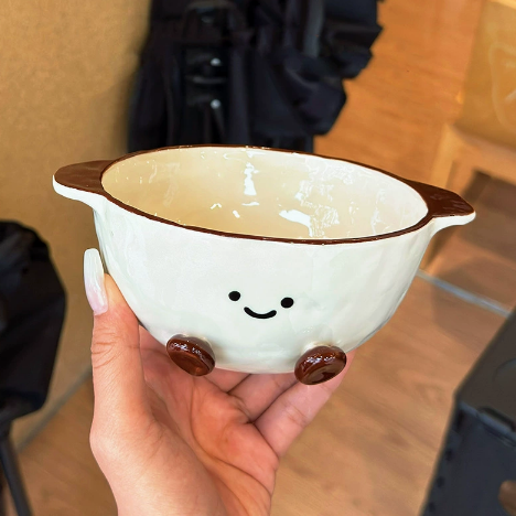 Cocoa Beans Ceramic double-eared bowl · 5.5”