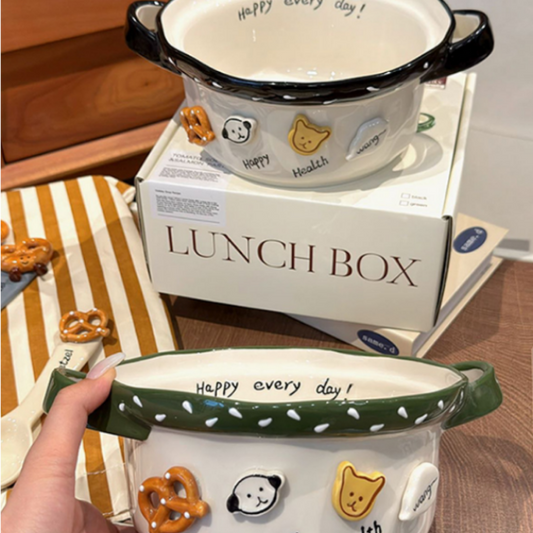 Pretzel Pals Double-Handle Ceramic Soup Bowl · 7.8" · 44oz