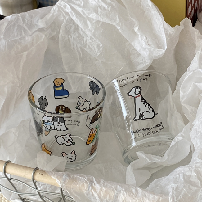 Cute Pet Style Glass Sake Cups · Set of 2 · 6.4oz