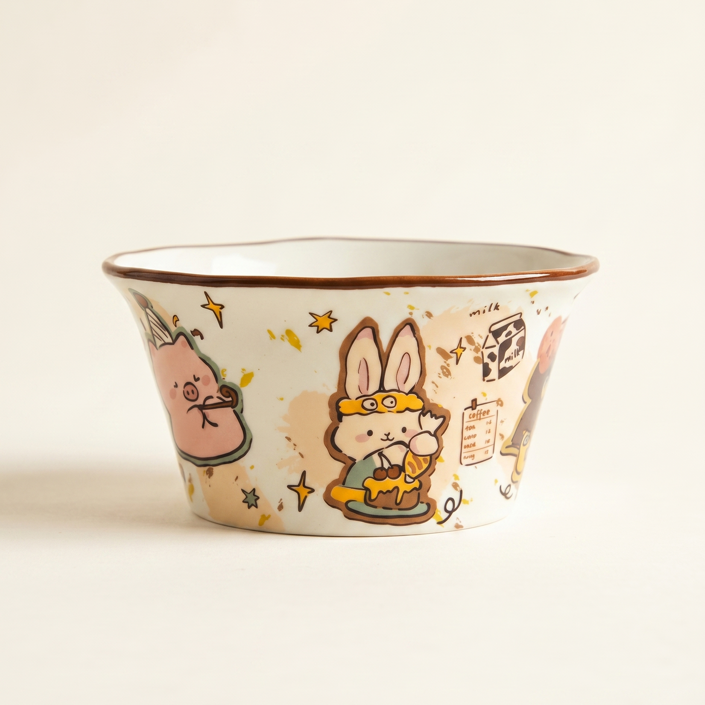 Animal Baking Party Conical Ceramic Bowl · Hand-Pinched