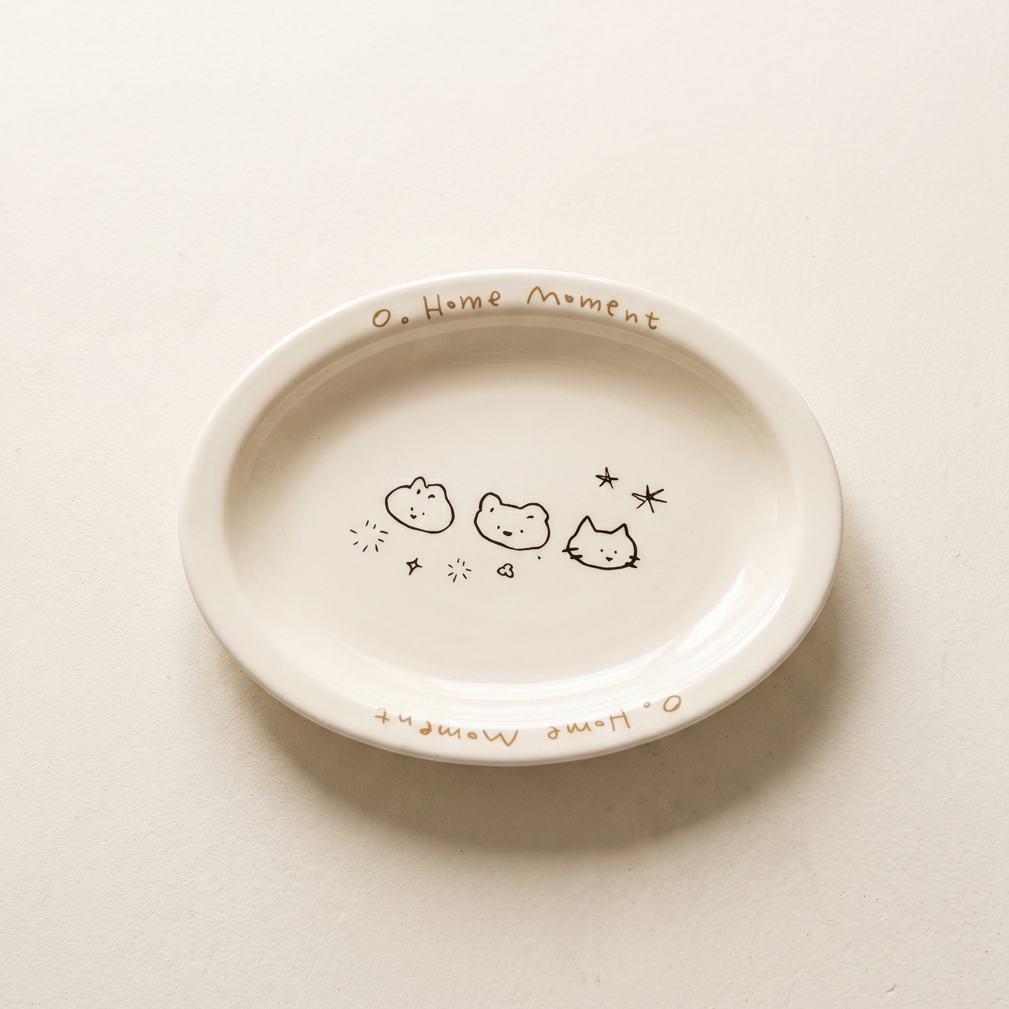 Animal Doodle Illustrated Ceramic Oval Plate