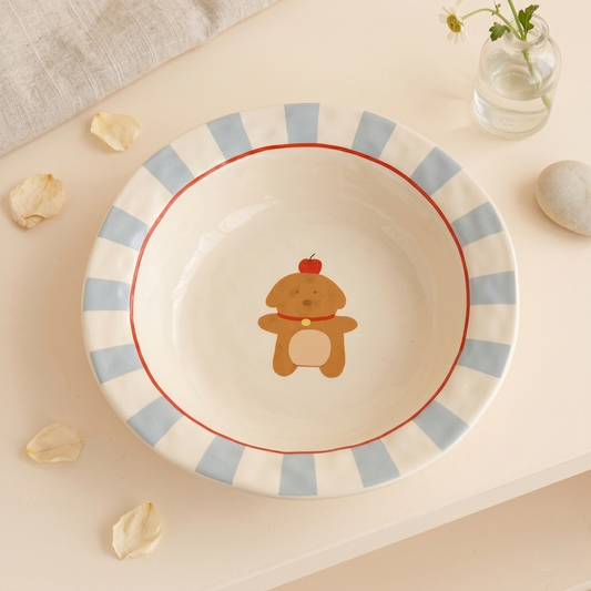 Apple Puppy Straw Hat Plate · 8"