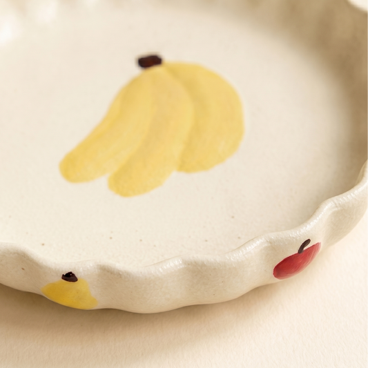 Banana Lace Ceramic Plate detail - MoriMori Home