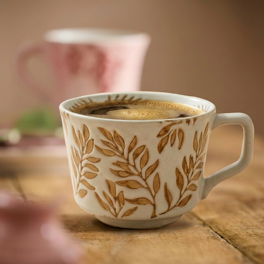 Bean Leaf Embossed Breakfast Mug · 11.8 oz
