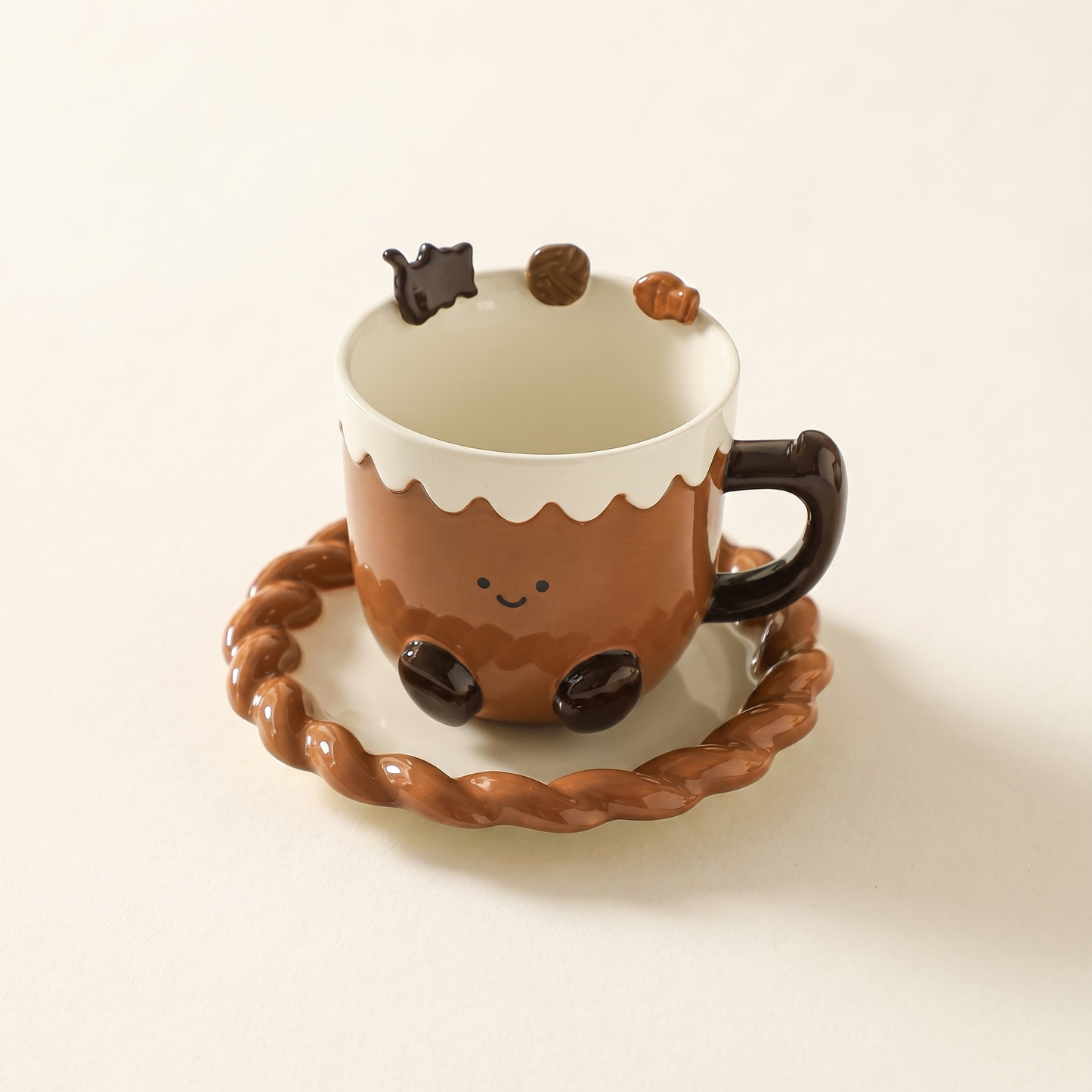 Brown Cup & Saucer Set · Artisan Style