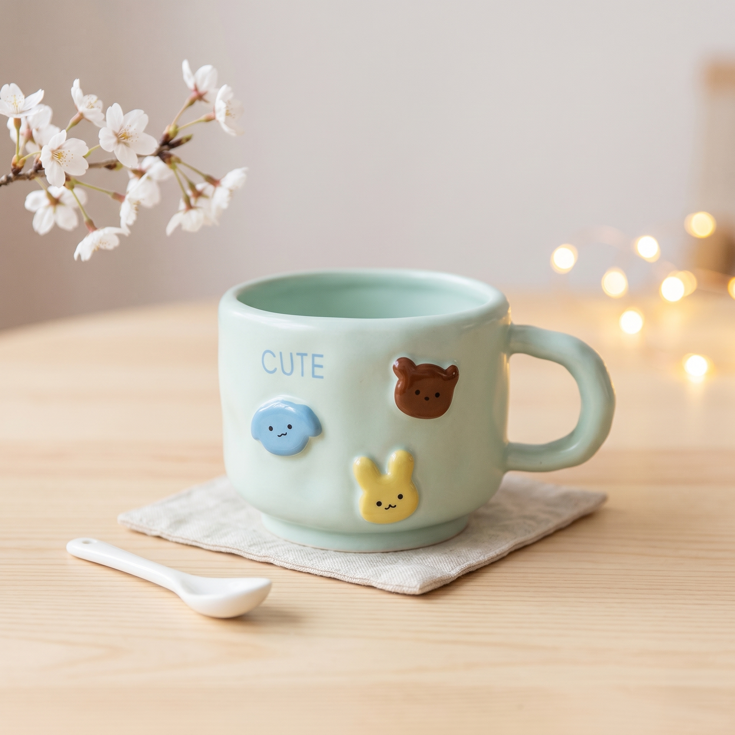 Animals Hand-Pinched Ceramic Mug · Sage & Blush