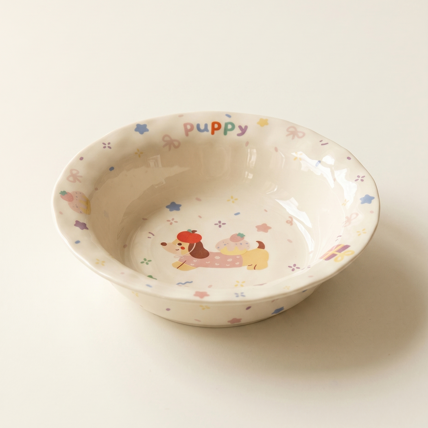 Dachshund Straw Hat Deep Plate · 8" Pink