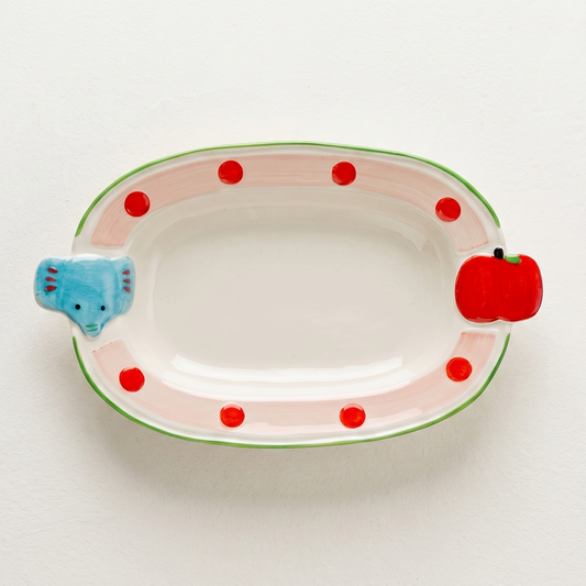 Elephant Double-Ear Fish Plate 12 inch two handles cartoon elephant - MoriMori Home