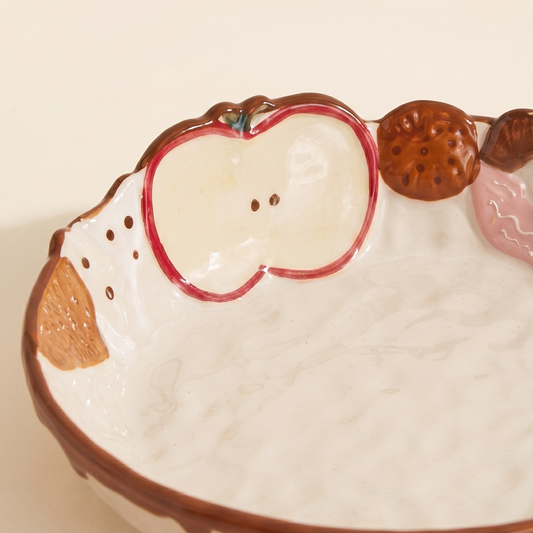 Embossed Apple Plate 9 inch top view - MoriMori Home