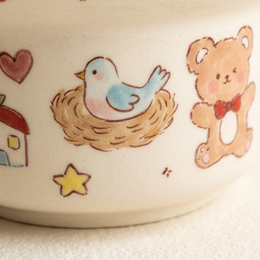 Forest Animal Straw Hat Bowl detail - MoriMori Home