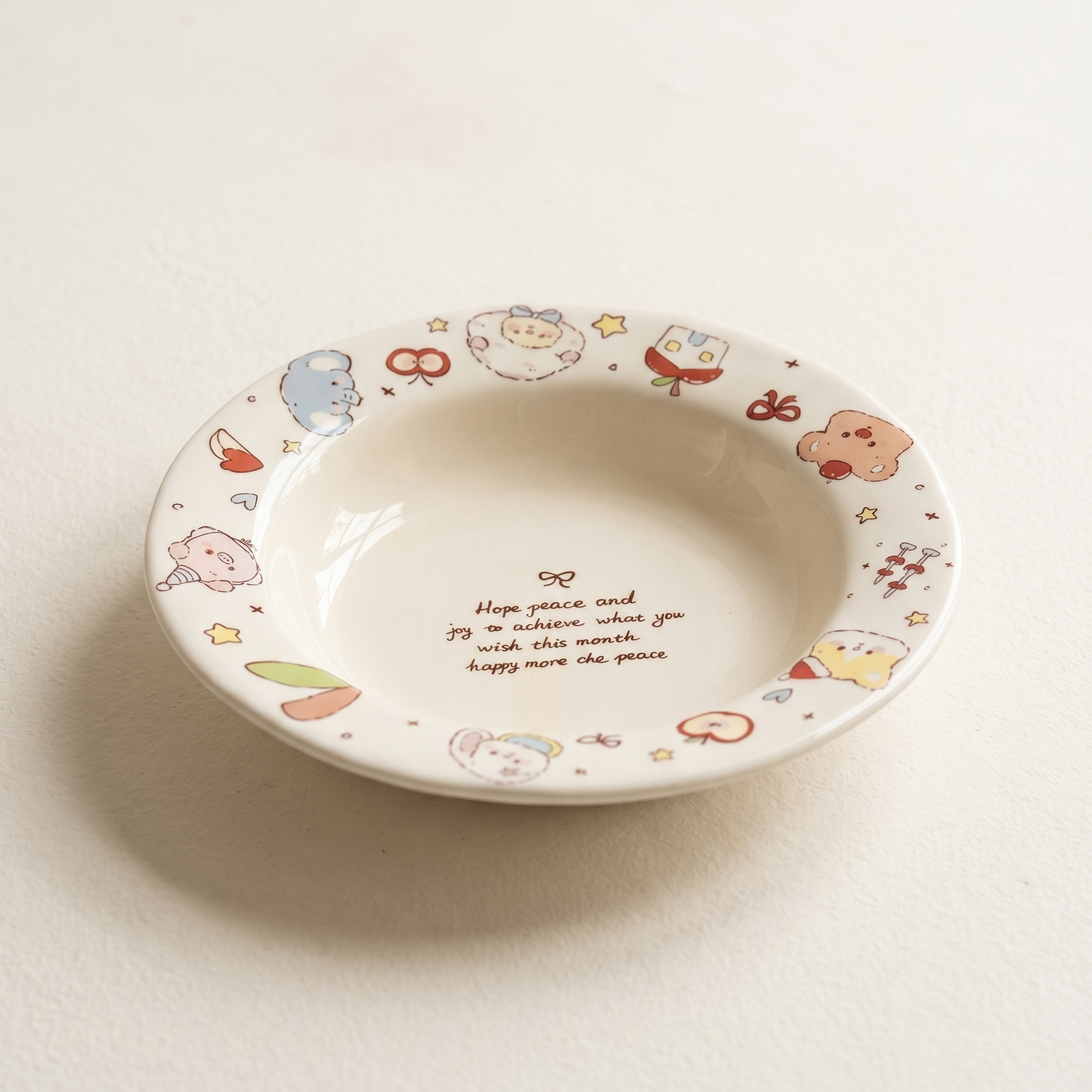 Forest Animal Straw Hat Ceramic Tray Bowl