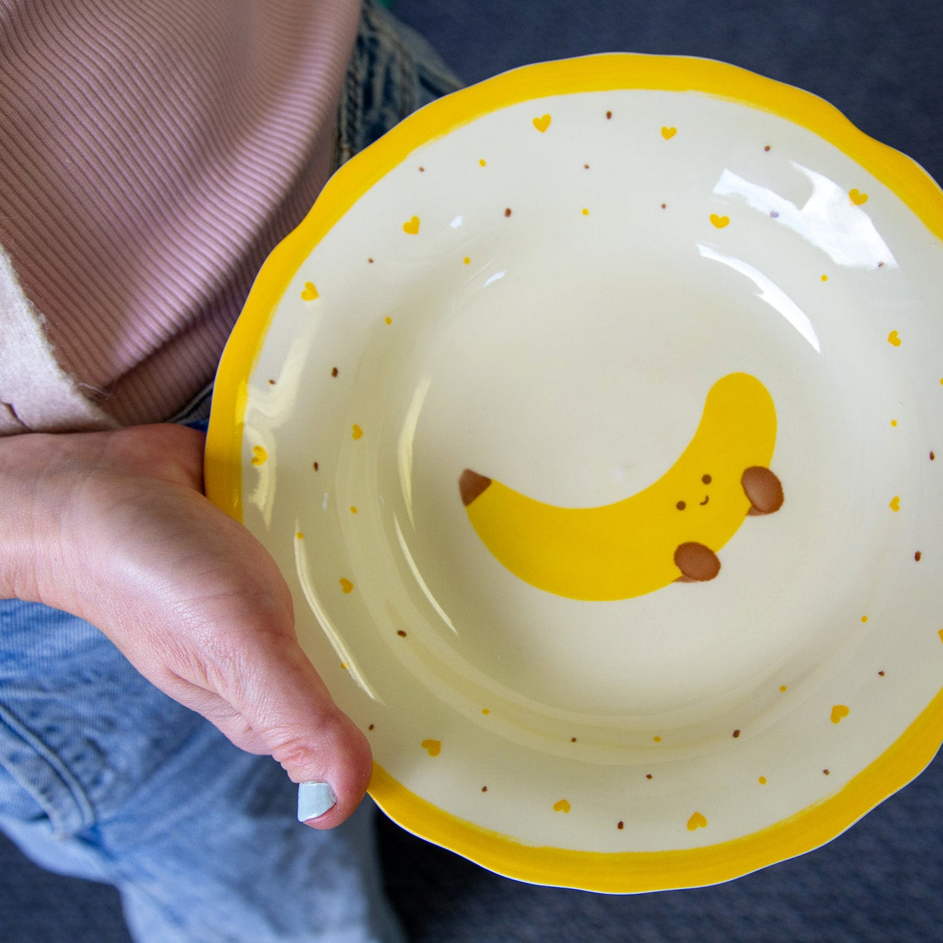 Fruit and Croissant Ceramic Plate Set styled - MoriMori Home