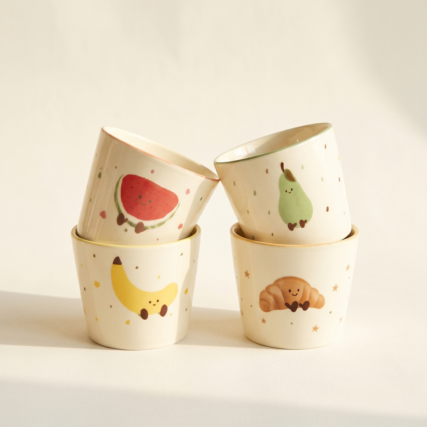 Fruit Croissant Ceramic Mug Set · Set of 4