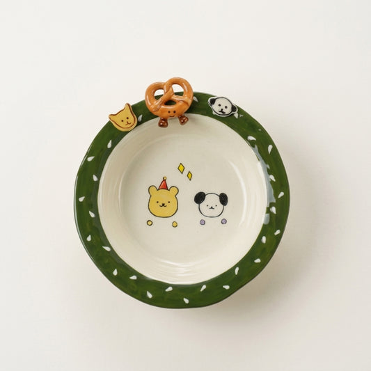 Pretzel Pals Wide-Rim Ceramic Plate · 8.5"