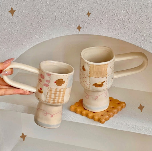 Hand-Painted Bear Footed Ceramic Mug · 11oz