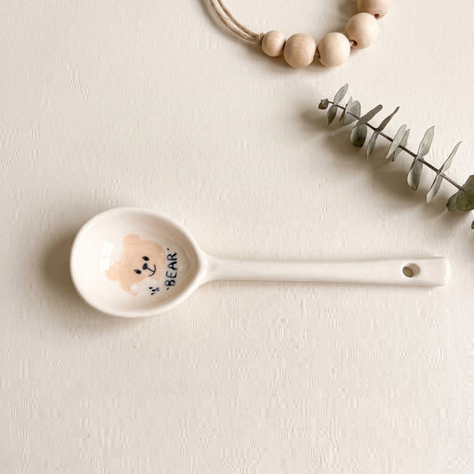 Cream Bear Ceramic Spoon · 6.6"