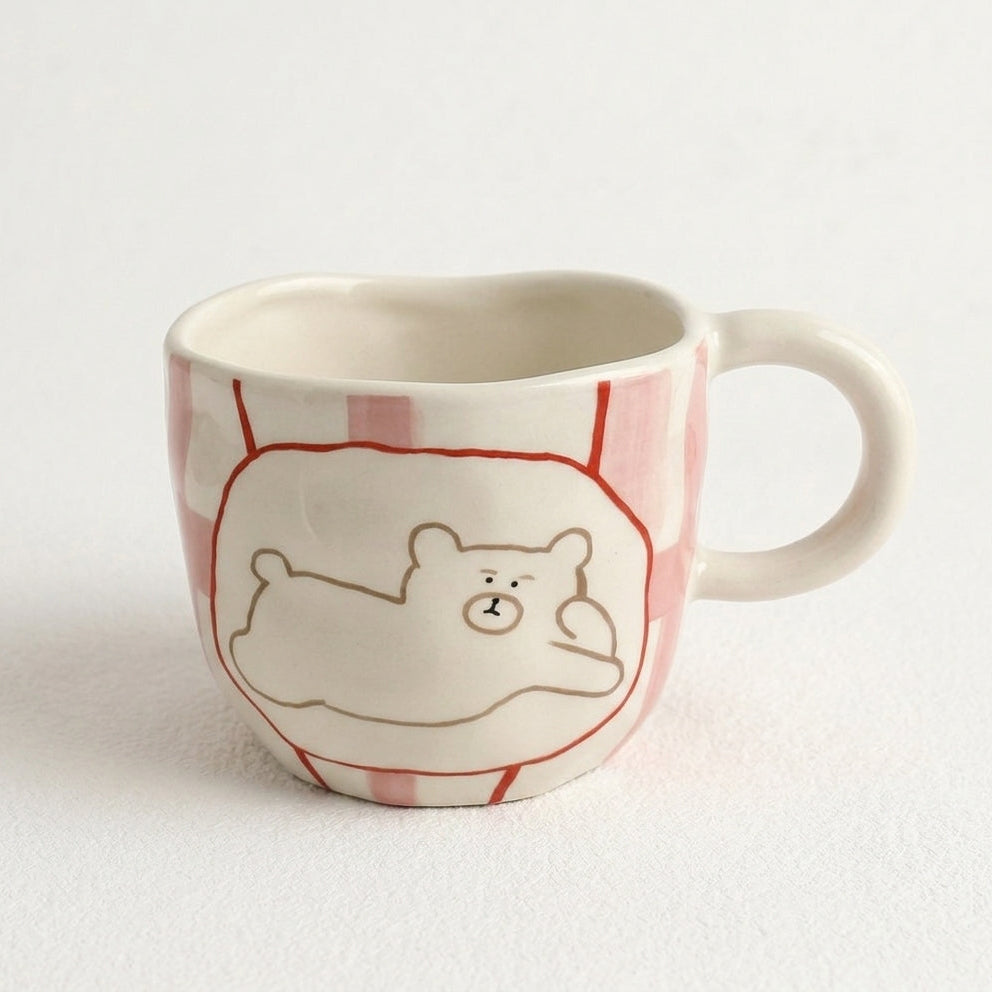 Hand-Pinched Irregular Cute Bear Ceramic Mug · 8oz