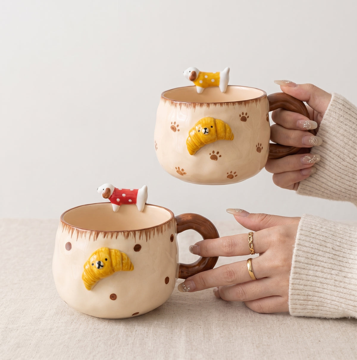 Croissant Puppy Ceramic Mug · 12oz