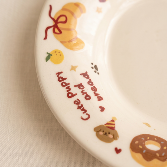 Bread Morning Ceramic Oval Plate top view - MoriMori Home