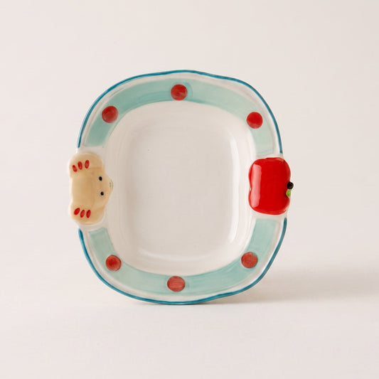 Apple Elephant Oval Ceramic Plate · 8"