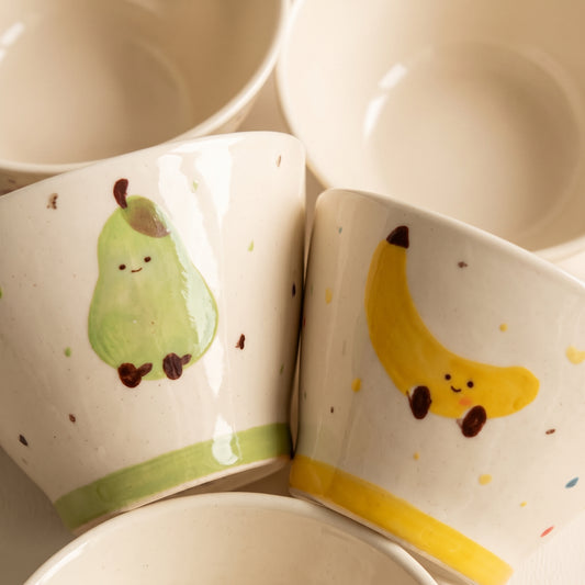 Fruit & Croissant Ceramic Bowl Set · 5" Set of 4