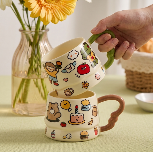 Graffiti Ceramic Mug with Lid variants styled - MoriMori Home