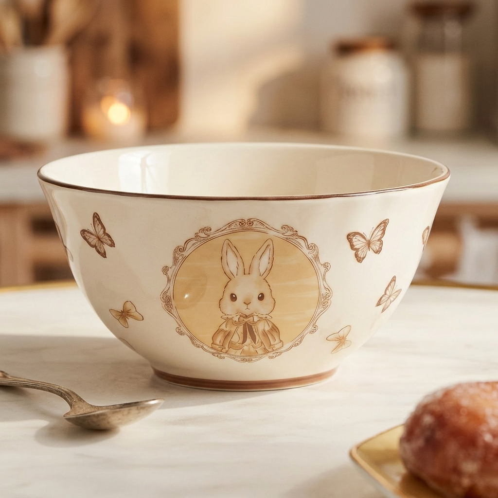 Hana Rabbit Ruffle Ceramic Bowl detail view - MoriMori Home