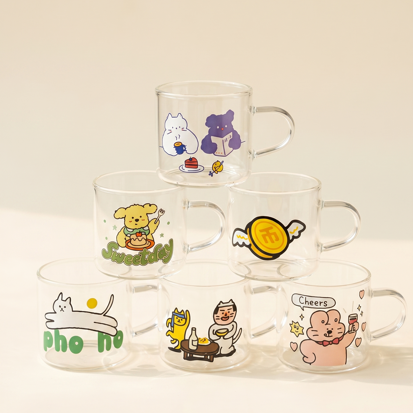 Hand-Painted Ceramic Wine Cup Set · Mixed 6 Piece