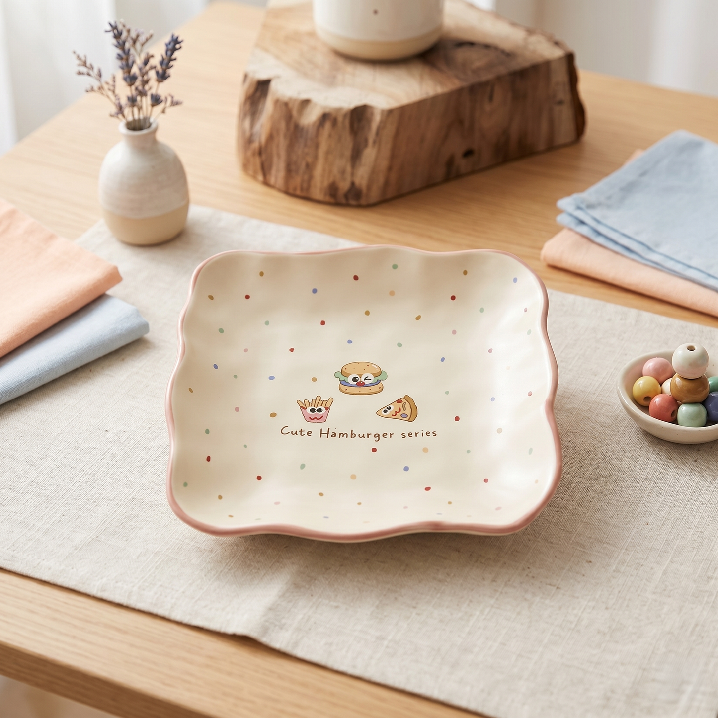 Happy Burger Square Plate · 8"