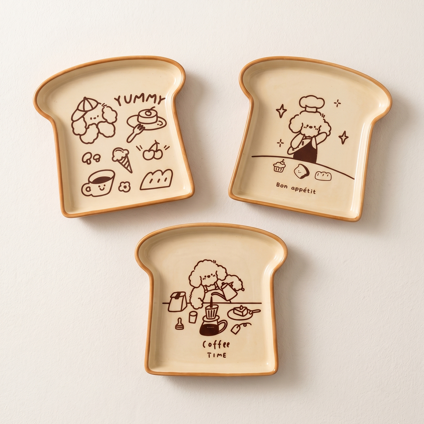 Korean Toast Puppy Breakfast Plate Set