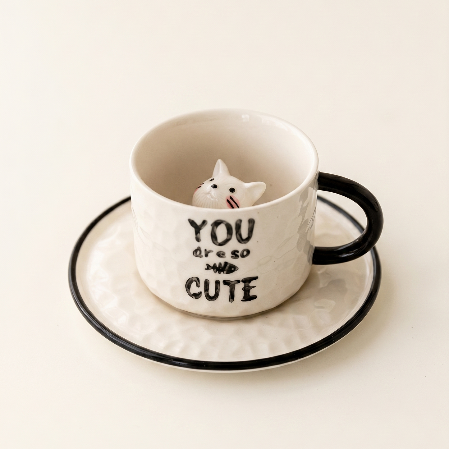 Little White Cat Ceramic Mug · 10 oz