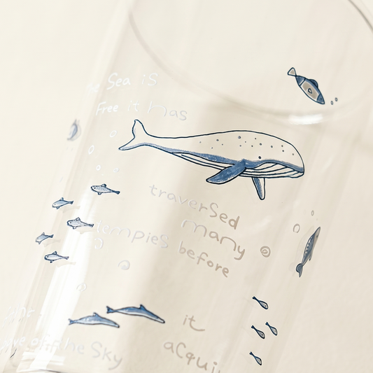 Marine Life Whale Glass Cup detail - MoriMori Home