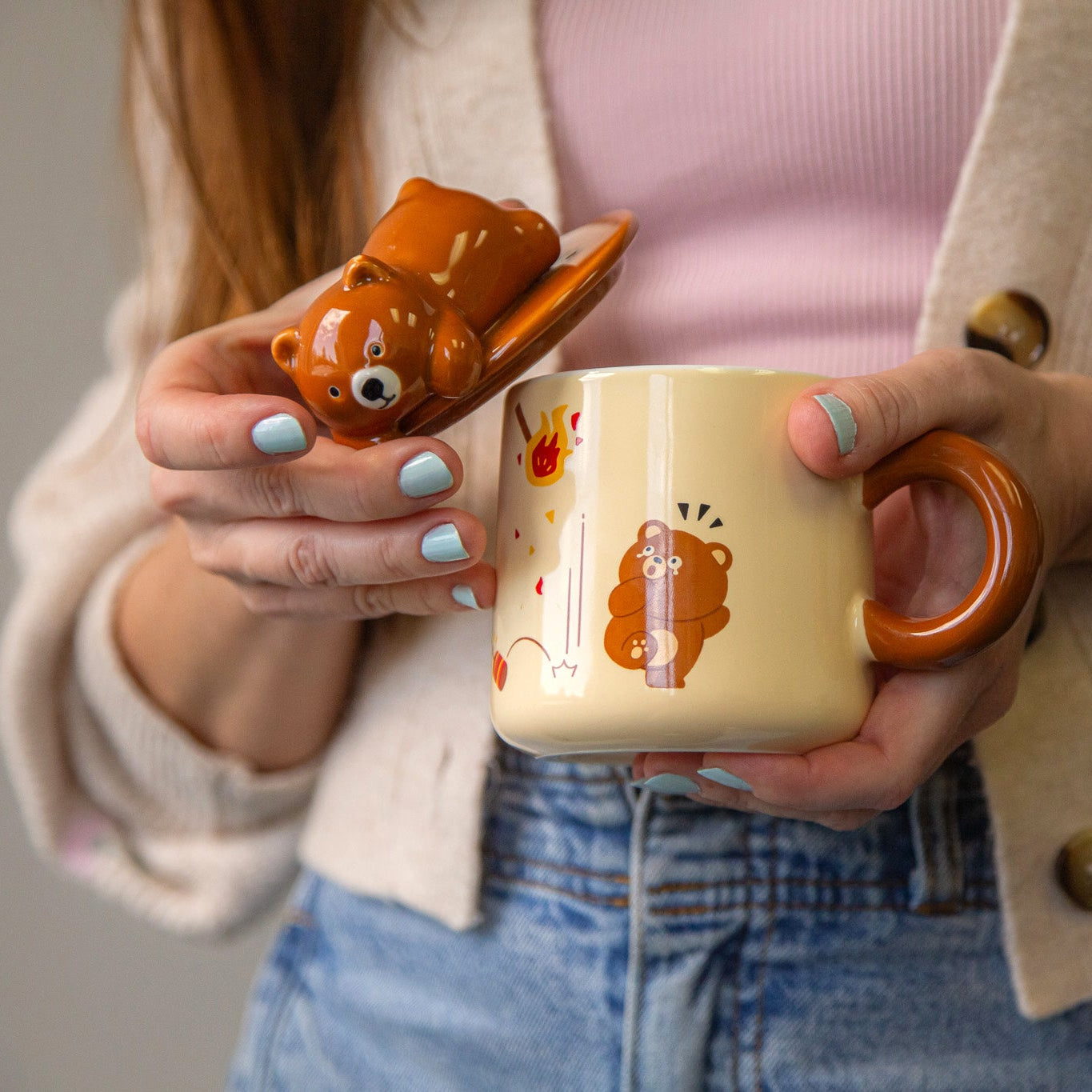 Papa Bear Ceramic Mug angled view - MoriMori Home