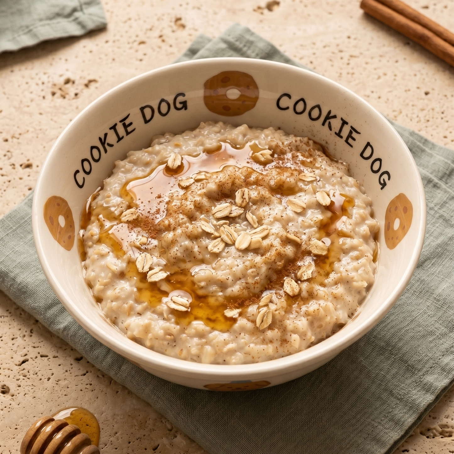 Puppy Ramen Ceramic Bowl top view - MoriMori Home