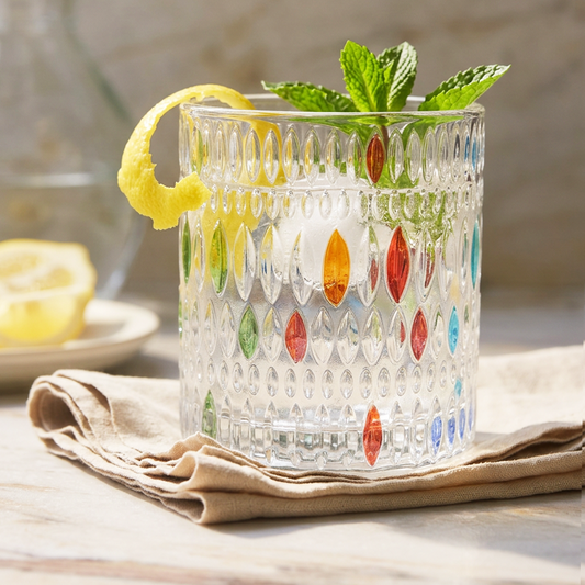 Raindrop Hand-Painted Whiskey Glass detail - MoriMori Home
