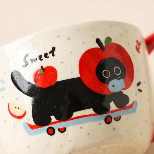 Kitten Ceramic Mug Red Apple variant - MoriMori Home