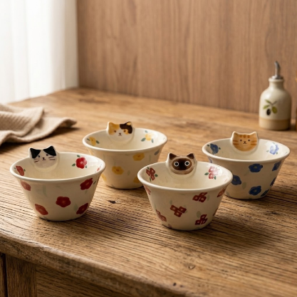 Cat Style Hand-Shaped Irregular Ceramic Bowl · 5”
