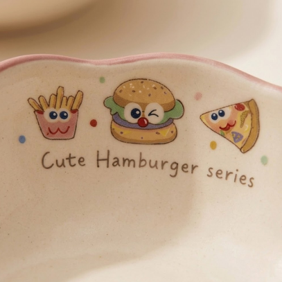 Happy Burger Illustrated Ceramic Bowl · 6.7"