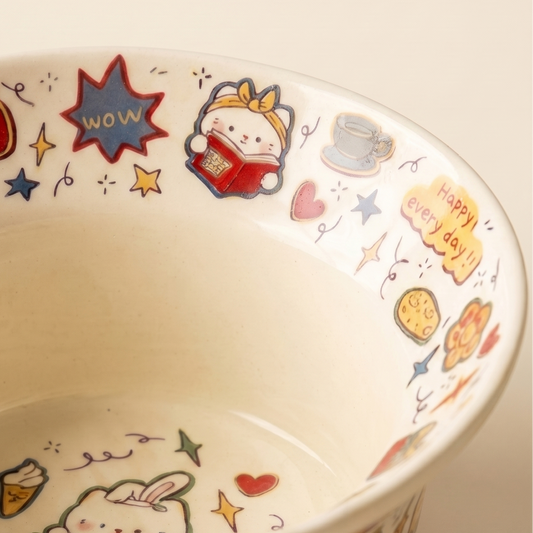 Creamy Ceramic Yogurt Bowl Panda variant - MoriMori Home