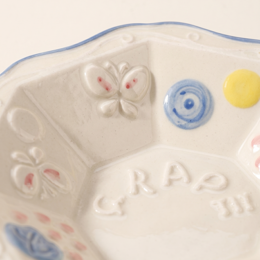 Underglaze Cartoon Deep Plate top view - MoriMori Home