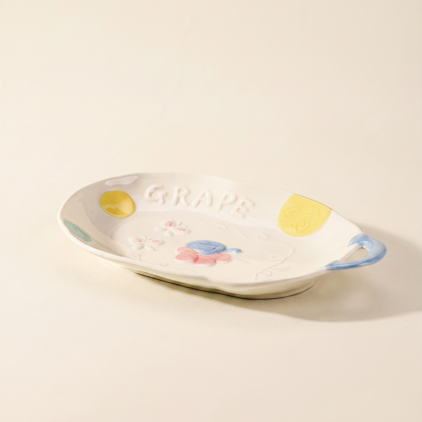 Underglaze Cartoon Single-Ear Ceramic Plate · 10.5"