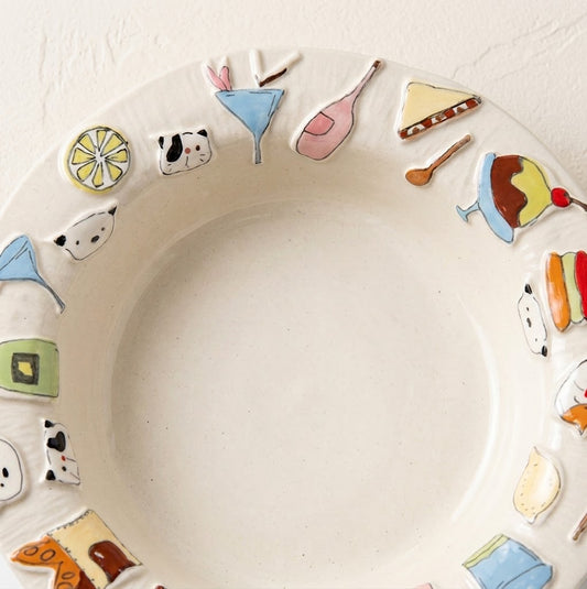 Summer Party Deep Ceramic Plate · 8.5"
