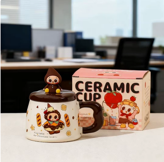 Pipo Chocolate Ceramic Cup with Lid · Brown