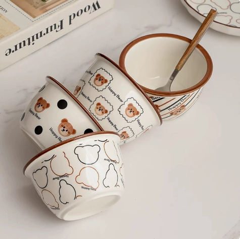 Bear Ceramic Bowl · 4.5" Pair