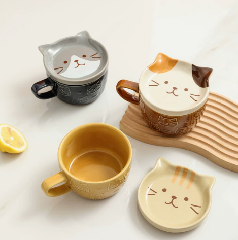 Japanese Cartoon Cat Ceramic Mug · 11.8 oz