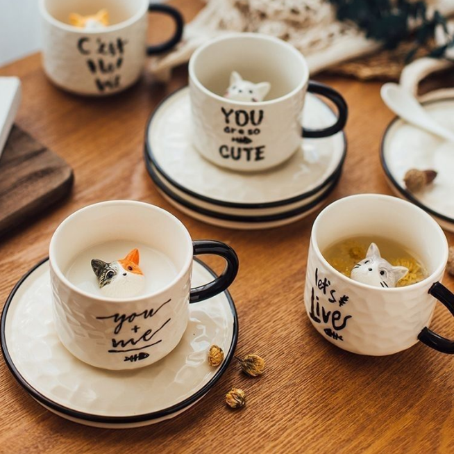 Cat Ceramic Mug detail - MoriMori Home