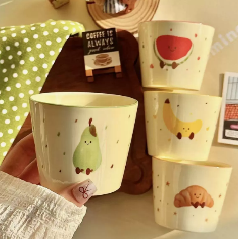 Fruit Croissant Ceramic Mug Set detail - MoriMori Home