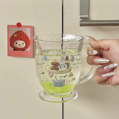 Snowman Night Owl Glass Cup styled - MoriMori Home